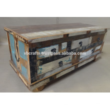 Table basse en bois recyclée avec tiroir